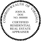 Virginia Certified Residential Real Estate Appraiser Seal